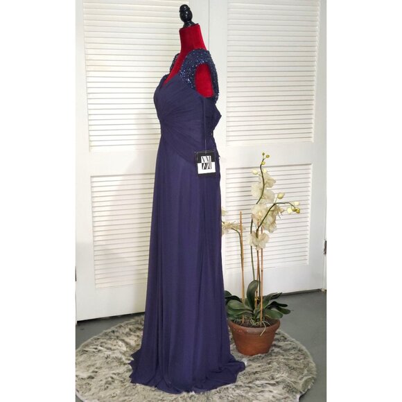 NWT VM Collection 70901 Navy Cap Sleeve Mother of the Bride Gown Size 10 853 - Picture 6 of 12